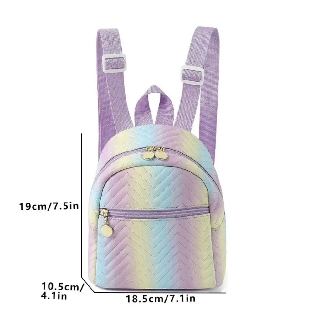 Rainbow Backpack PU Material Pastel Colors Small